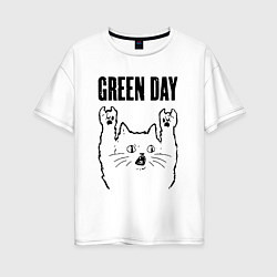 Футболка оверсайз женская Green Day - rock cat, цвет: белый