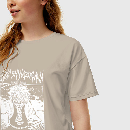 Женская футболка оверсайз Санеми шинадзугава - столп ветра / Миндальный – фото 3