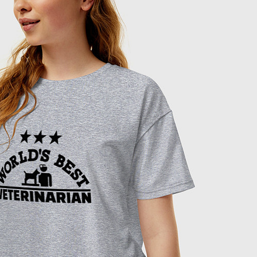 Женская футболка оверсайз Лучший ветеринар в мире / Меланж – фото 3