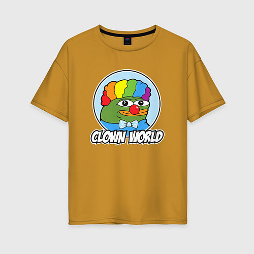 Женская футболка оверсайз Clown world / Горчичный – фото 1