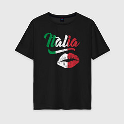 Футболка оверсайз женская Поцелуй Италии, цвет: черный
