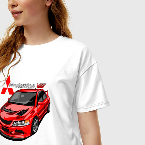 Женская футболка оверсайз Lancer Evolution 8 / Белый – фото 3