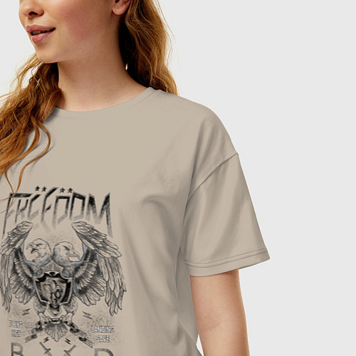 Женская футболка оверсайз Орел геральдика / Миндальный – фото 3