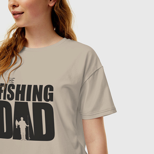 Женская футболка оверсайз Папа рыбак / Миндальный – фото 3