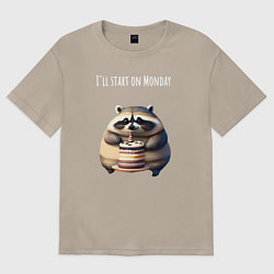 Женская футболка оверсайз Начну с понедельника - нейросеть
