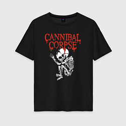 Футболка оверсайз женская Cannibal Corpse - скелет, цвет: черный