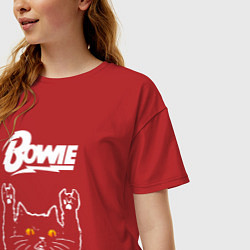 Футболка оверсайз женская David Bowie rock cat, цвет: красный — фото 2