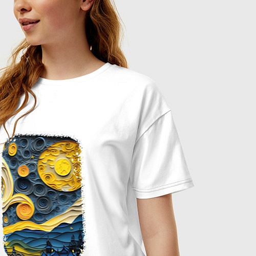 Женская футболка оверсайз Starry Night Voyage / Белый – фото 3