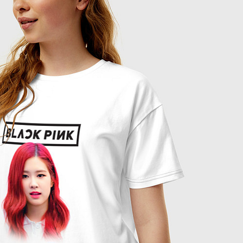 Женская футболка оверсайз Blackpink Rose / Белый – фото 3