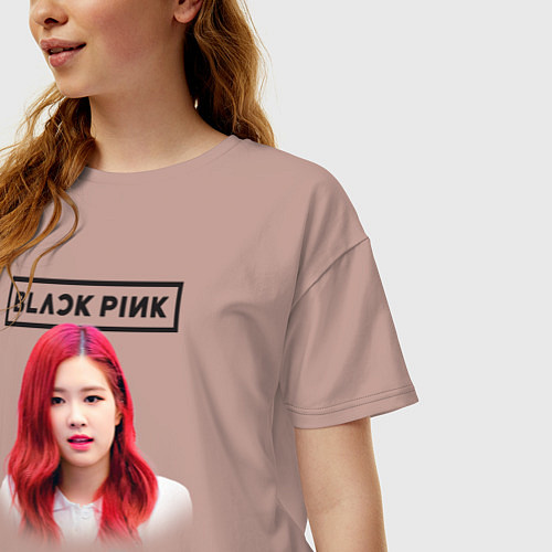 Женская футболка оверсайз Blackpink Rose / Пыльно-розовый – фото 3