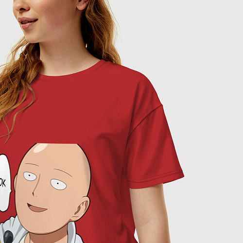 Женская футболка оверсайз Saitama - Okey / Красный – фото 3