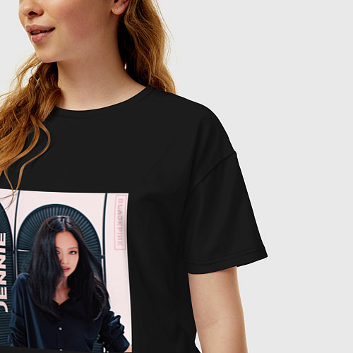 Женская футболка оверсайз Blackpink Jennie / Черный – фото 3