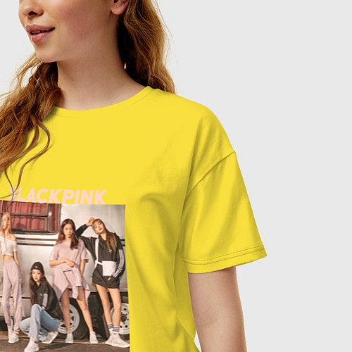 Женская футболка оверсайз Blackpink Jennie Lisa Rose Jisoo / Желтый – фото 3