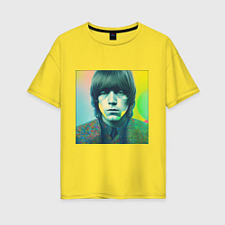 Футболка оверсайз женская Brian Jones Pop Glitch Art, цвет: желтый