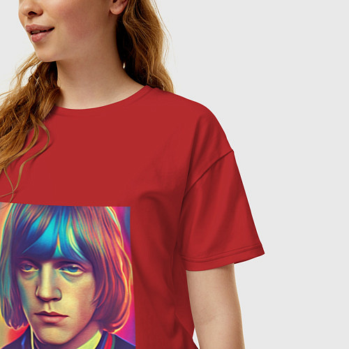 Женская футболка оверсайз Brian Jones Glitch Art / Красный – фото 3