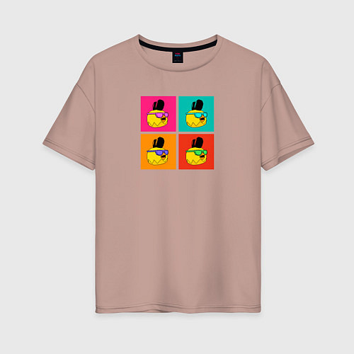 Женская футболка оверсайз Chicken Gun: цветные квадраты / Пыльно-розовый – фото 1