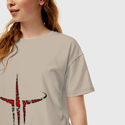 Футболка оверсайз женская Quake III logo, цвет: миндальный — фото 2