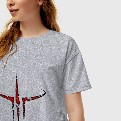 Женская футболка оверсайз Quake III logo / Меланж – фото 3