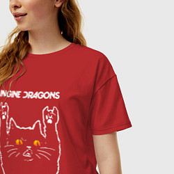 Футболка оверсайз женская Imagine Dragons rock cat, цвет: красный — фото 2