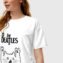 Футболка оверсайз женская The Beatles - rock cat, цвет: белый — фото 2