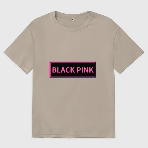 Женская футболка оверсайз Логотип Блек Пинк / Миндальный – фото 1