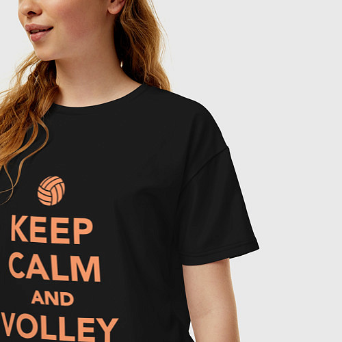 Женская футболка оверсайз Keep calm and volley on / Черный – фото 3