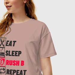 Футболка оверсайз женская Eat sleep rush b repeat, цвет: пыльно-розовый — фото 2