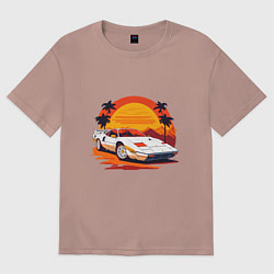 Футболка оверсайз женская Ретро Феррари, цвет: пыльно-розовый