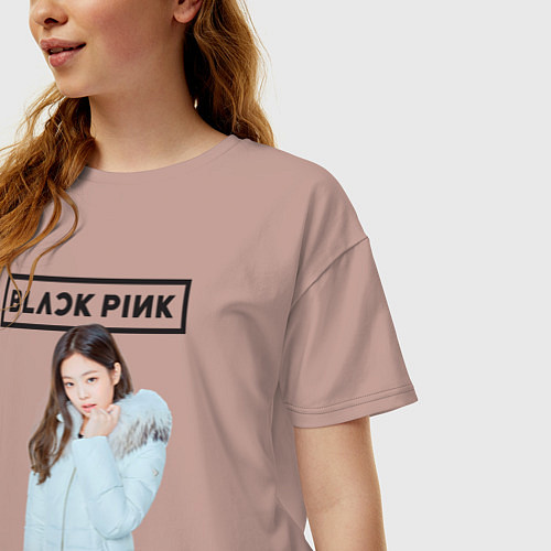 Женская футболка оверсайз Jisoo Blackpink winter / Пыльно-розовый – фото 3