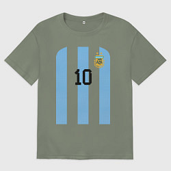 Футболка оверсайз женская Месси сборная Аргентины ЧМ 2022, цвет: авокадо
