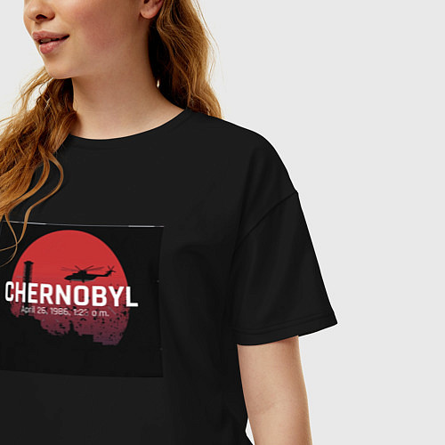 Женская футболка оверсайз Чернобыль Chernobyl disaster / Черный – фото 3