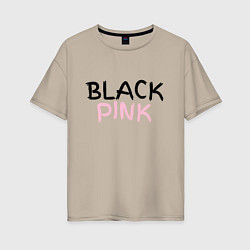 Футболка оверсайз женская Граффити BlackPink, цвет: миндальный