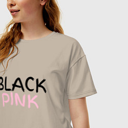 Футболка оверсайз женская Граффити BlackPink, цвет: миндальный — фото 2