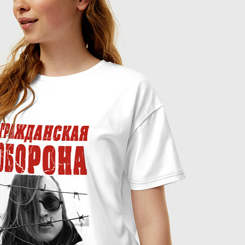 Женская футболка оверсайз Летов - всё идёт по плану / Белый – фото 3