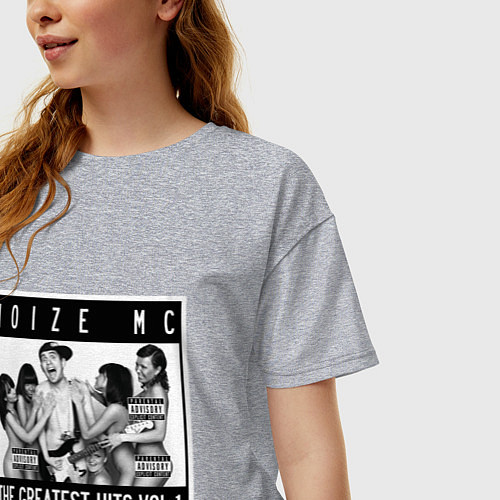 Женская футболка оверсайз Noize with girls / Меланж – фото 3