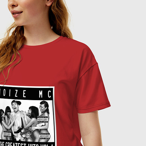 Женская футболка оверсайз Noize with girls / Красный – фото 3