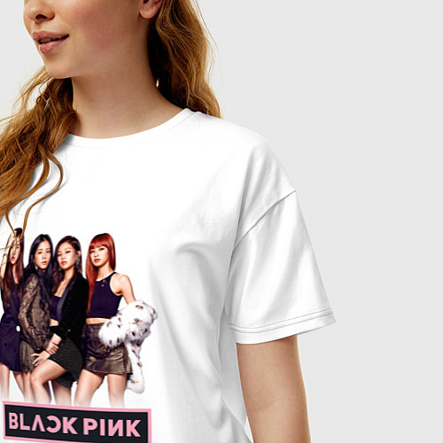 Женская футболка оверсайз Rose Blackpink kpop / Белый – фото 3