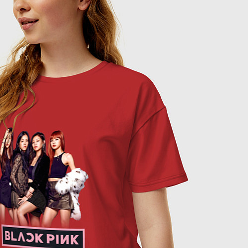 Женская футболка оверсайз Rose Blackpink kpop / Красный – фото 3