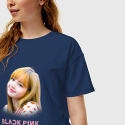 Футболка оверсайз женская Lisa Blackpink, цвет: тёмно-синий — фото 2