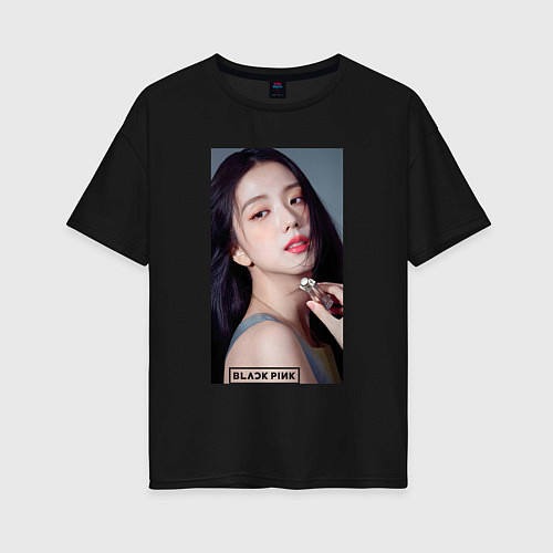 Женская футболка оверсайз Kim Jisoo / Черный – фото 1