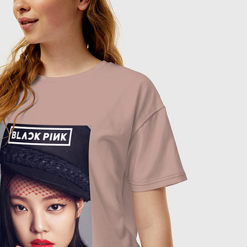 Женская футболка оверсайз Jennie Blackpink music / Пыльно-розовый – фото 3