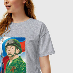 Футболка оверсайз женская Солдат России, цвет: меланж — фото 2