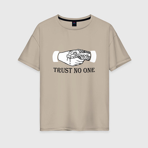 Женская футболка оверсайз Trust nobody / Миндальный – фото 1