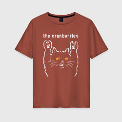 Футболка оверсайз женская The Cranberries rock cat, цвет: кирпичный