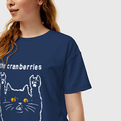 Футболка оверсайз женская The Cranberries rock cat, цвет: тёмно-синий — фото 2