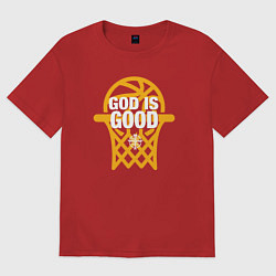 Футболка оверсайз женская Basketball god is good, цвет: красный
