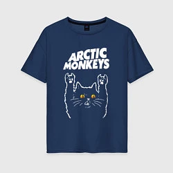 Футболка оверсайз женская Arctic Monkeys rock cat, цвет: тёмно-синий