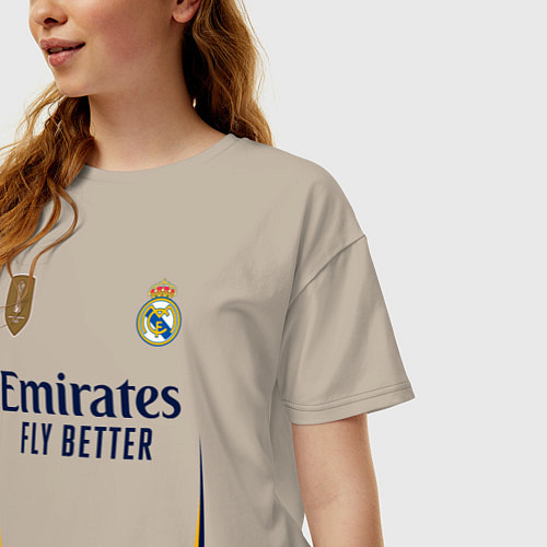 Женская футболка оверсайз Лука Модрич ФК Реал Мадрид форма 2324 домашняя / Миндальный – фото 3