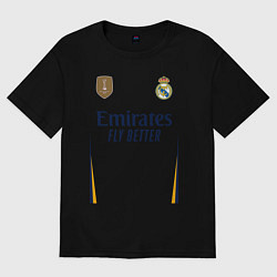 Футболка оверсайз женская Реал Мадрид форма 2324 домашняя, цвет: черный