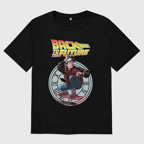 Женская футболка оверсайз Marty hoverboard / Черный – фото 1